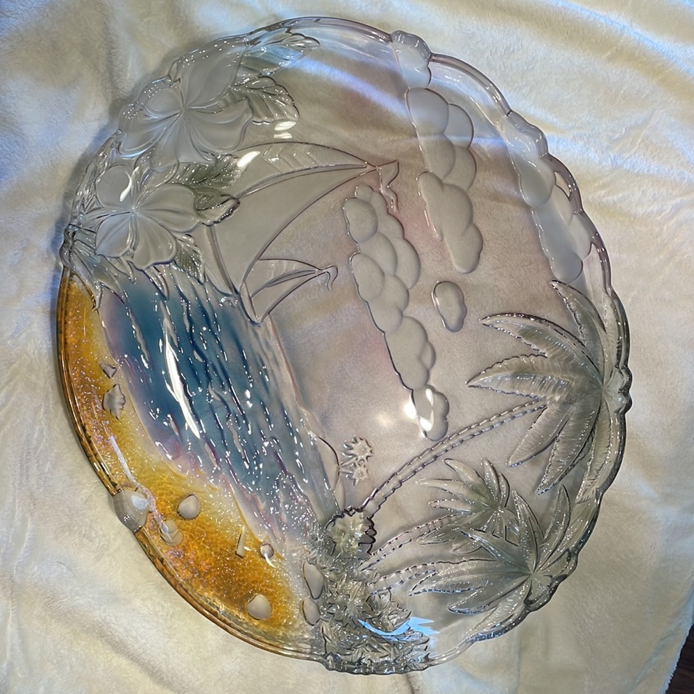 Vintage Mikasa crystal seascape serving platter